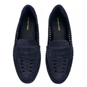 New Veronica Beard Woven Penny Loafer Blue Suede Sz 7.5